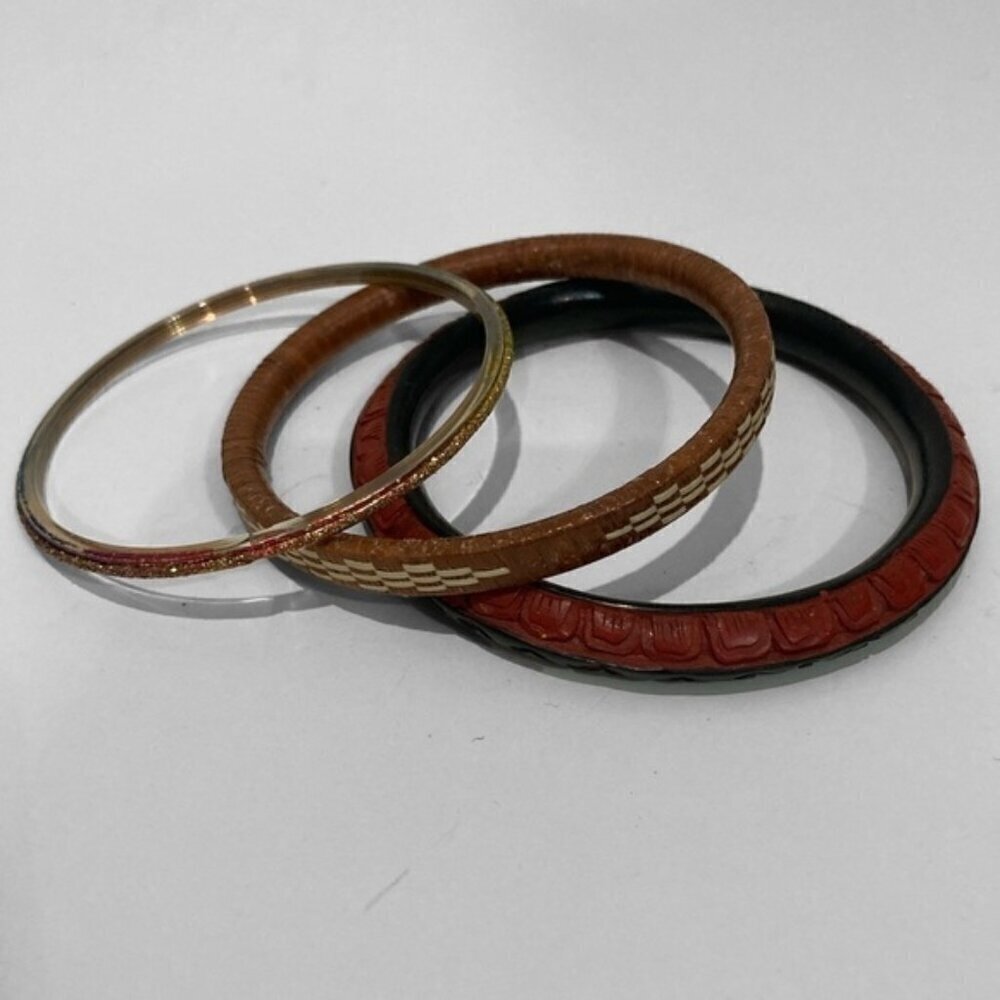 SET OF THREE 3 Brown Boho Bangle bracelets​​​​​​